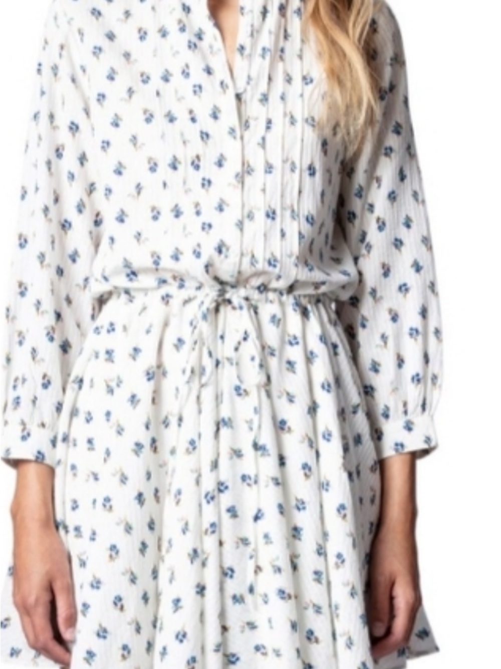 Zadig & Voltaire Floral Tie Waist Mini Dress M Cottagecore Boho Romantic Prairie